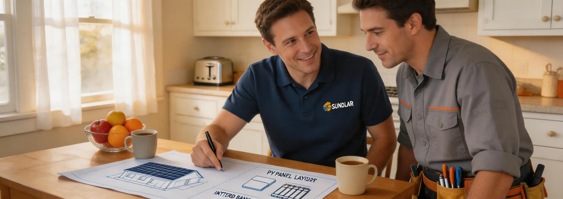 Srne advisor and installer reviewing solar design