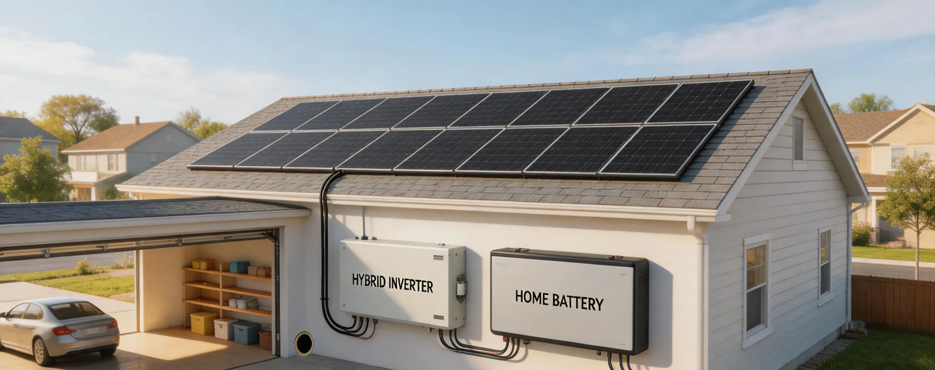 Residential solar home with inverter and battery