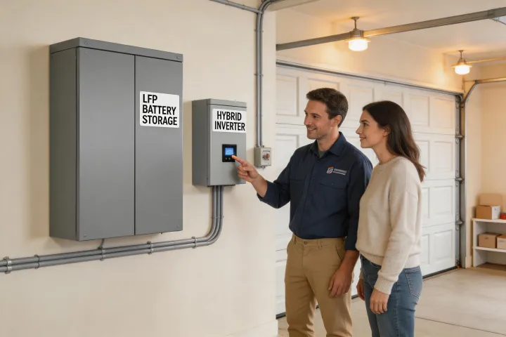 Lithium battery cabinet in home garage