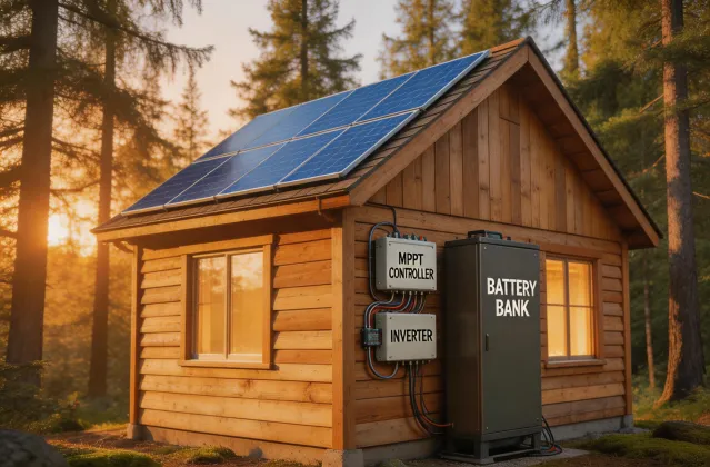Off grid solar system at cabin