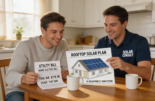 Homeowner reviewing solar savings